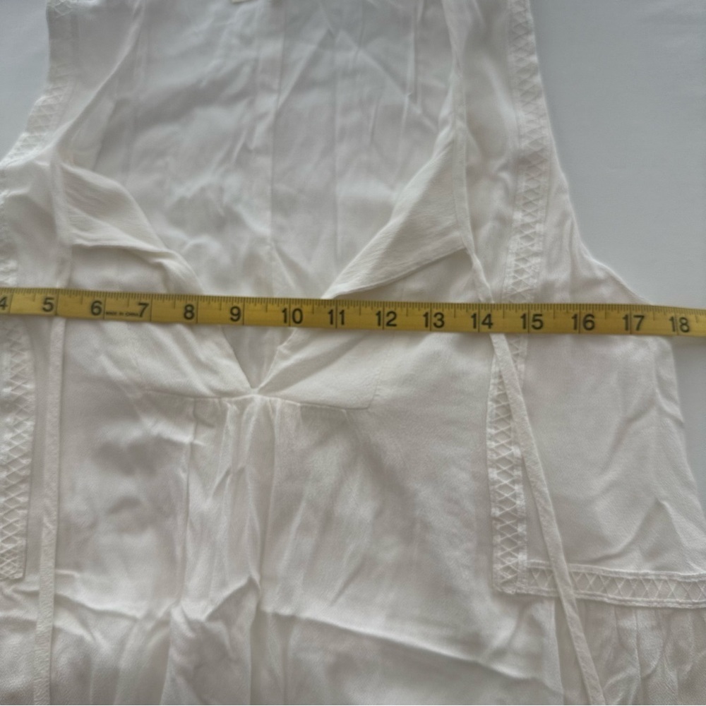 Symphony S White Sleeveless Mini Dress Tassel Tie Front Boho Summer Lined - Picture 6 of 9